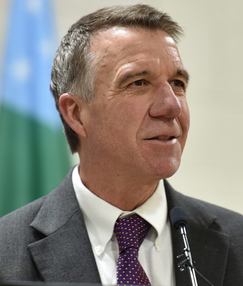 Governor Phil Scott at a press conference.