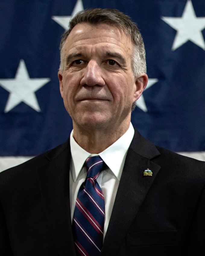 Governor Phil Scott outside the Vermont State House.